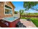 Outdoor hot tub with surrounding area and yard views at 301 Widgeon Ln, Longmont, CO 80503