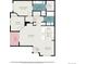 Detailed floor plan showcasing the layout, including the primary bedroom, living room, kitchen, and balcony at 8707 E Florida Ave # 709, Denver, CO 80247