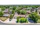 Aerial view of home highlighting landscaping, fenced yard, shed and proximity to neighborhood amenities at 9170 Aspen Dr, Thornton, CO 80229