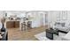 Open floor plan with kitchen island seating flowing into a modern living area at 2430 Eaton St, Edgewater, CO 80214