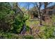 A serene backyard featuring a stream and lush greenery, providing a peaceful and private outdoor space at 837 Meadow Run, Golden, CO 80403