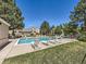 Community pool surrounded by lounge chairs and a fence, providing a relaxing outdoor space at 13598 E Asbury Dr, Aurora, CO 80014