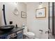 Stylish half-bathroom with modern fixtures and elegant decor at 1913 Five Iron Dr, Castle Rock, CO 80104