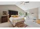 Bright main bedroom with vaulted ceilings, neutral colors, and a window bench at 1913 Five Iron Dr, Castle Rock, CO 80104