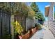Landscaped side yard featuring planter boxes and a charming walkway at 1913 Five Iron Dr, Castle Rock, CO 80104