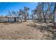 View of the backyard, with a shed at 1200 Newark St, Aurora, CO 80010