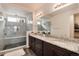 Spa-like bathroom with walk-in shower, double vanity at 2615 Mayotte Way, Castle Rock, CO 80109