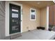 Inviting front door with three glass panels, leading into a modern home at 2615 Mayotte Way, Castle Rock, CO 80109