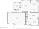 Floor plan of the first story of the home showing the layout of living room, kitchen, and garage at 16706 E Black Horn Dr, Parker, CO 80134