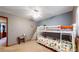 bedroom featuring a white bunk bed, teepee, gray-blue walls, and a ceiling fan at 17588 E Dickenson Pl, Aurora, CO 80013