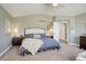 Relaxing bedroom suite features neutral color palette, vaulted ceilings, and two nightstands at 10259 Fairgate Way, Highlands Ranch, CO 80126
