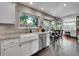 Bright kitchen featuring white cabinets, a farmhouse sink, and view of the backyard at 1052 Northampton Ct, Highlands Ranch, CO 80126