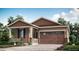 Charming single-story home with a two-car garage, covered porch, and appealing architectural details at 4689 Thistle Dr, Brighton, CO 80601