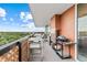 Balcony with grill and outdoor seating area, offers city skyline and mountain views at 4570 E Yale Ave # 1104, Denver, CO 80222