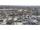 Overhead view of a neighborhood with tidy homes, streets, and mature trees, highlighting a residential area at 1345 S Meade St, Denver, CO 80219