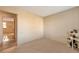 Bright bedroom with neutral carpet, beige walls, and a glimpse into the living area at 2707 S Richfield St, Aurora, CO 80013