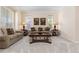 Comfortable living room with neutral carpeting, two sofas, and decorative coffee table at 556 Rachael Pl, Castle Pines, CO 80108