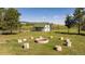 Exterior view of a cozy, pastoral lot with an outdoor fire pit and seating near the outbuilding at 6145 S Perry Park Rd, Sedalia, CO 80135