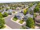 An aerial view of a neighborhood featuring well-manicured lawns and mature trees at 9810 Mulberry Way, Highlands Ranch, CO 80129