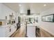 Modern kitchen featuring white cabinets, black hardware, stainless appliances, and a large island at 1183 S Pierson Ct, Denver, CO 80232