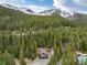 Aerial view of the property with surrounding trees and mountain backdrop, showing rural setting at 159 Lake Rd, Idaho Springs, CO 80452