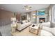 Cozy living room featuring a fireplace, comfortable seating, and views of the backyard at 23312 E Chestnut Pl, Aurora, CO 80016