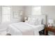 This cozy bedroom features a white bed, neutral walls, and modern decor at 4209 S Bannock St, Englewood, CO 80110