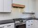 Kitchen with stainless steel range and white cabinetry at 10141 Brady Pl, Highlands Ranch, CO 80130