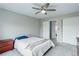Comfortable bedroom with carpeted floor and a ceiling fan at 20626 Willowbend Ln, Parker, CO 80138