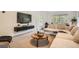 Comfortable living room area with neutral walls, modern furniture, and a large TV for entertainment at 785 Fillmore St, Denver, CO 80206