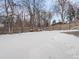 Large, snow-covered backyard with a wooden fence and mature trees, offering privacy at 3398 Wadsworth Blvd, Wheat Ridge, CO 80033