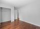 This bedroom features hardwood floors and plenty of space at 3398 Wadsworth Blvd, Wheat Ridge, CO 80033