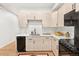 Bright kitchen featuring light wood cabinets, white countertops and modern black appliances at 2152 Bighorn Rd # 103, Georgetown, CO 80444