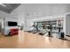 Community gym featuring treadmills, elliptical machines, and a TV, providing a complete fitness experience at 1750 Wewatta St # 605, Denver, CO 80202