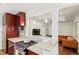 Modern kitchen with granite countertops and a great view into the living room at 3325 Irving St, Denver, CO 80211