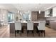 Spacious kitchen featuring a large center island and views of the city at 2001 Lincoln St # 2524, Denver, CO 80202