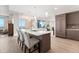 Modern kitchen with a large island, seating for four, and stainless steel appliances at 2001 Lincoln St # 2524, Denver, CO 80202