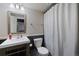 Basement bathroom with shower and updated vanity at 16935 Buffalo Valley Path, Monument, CO 80132