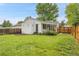 Well-maintained backyard featuring lush green lawn and charming white home at 2212 Ingalls St, Edgewater, CO 80214