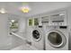 Bright laundry room with a washer and dryer, complemented by large windows at 2212 Ingalls St, Edgewater, CO 80214