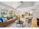 Open concept living area with large windows, hardwood floors, and stylish furniture at 4059 Nevis St, Boulder, CO 80301