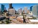 Aerial view of the city showcasing skyline, streets, and surrounding buildings at 2150 Curtis St, Denver, CO 80205