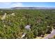 An aerial view of a secluded home nestled amongst a dense forest at 1935 Poncha Ct, Larkspur, CO 80118