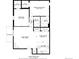 Detailed floorplan showcasing a spacious apartment layout with a balcony, living room, kitchen, and bedrooms at 3335 S Ammons St # 6-102, Lakewood, CO 80227