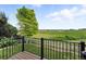 Enjoy the backyard views from this deck with black railings and a serene grassy landscape at 12996 Banyon Cir, Parker, CO 80134