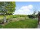 Secluded backyard with a lush green lawn, mature trees, and a peaceful natural setting at 12996 Banyon Cir, Parker, CO 80134