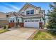 Charming two-story home featuring a two-car garage, brick accents, and a well-maintained front yard at 12996 Banyon Cir, Parker, CO 80134