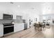 Spacious open-concept area integrates a modern kitchen, dining space, and cozy living area at 2851 W 52Nd Ave # 304, Denver, CO 80221