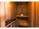 Private sauna with wood interior and bench seating at 9573 E Kansas Cir # 57, Denver, CO 80247