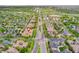 Wide aerial view of the townhouse complex located near a long road with surrounding suburban neighborhood at 10044 Martin Luther King Blvd, Denver, CO 80238